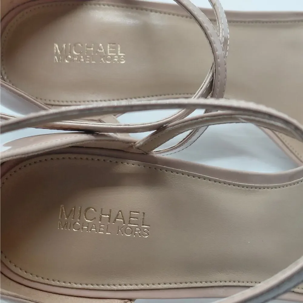 Michael Kors Womens Heels Dressy Sandals 10M Blush Patent Strappy Wedding Party